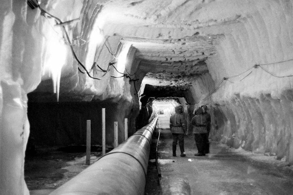 An underground ice tunnel at a US military base
