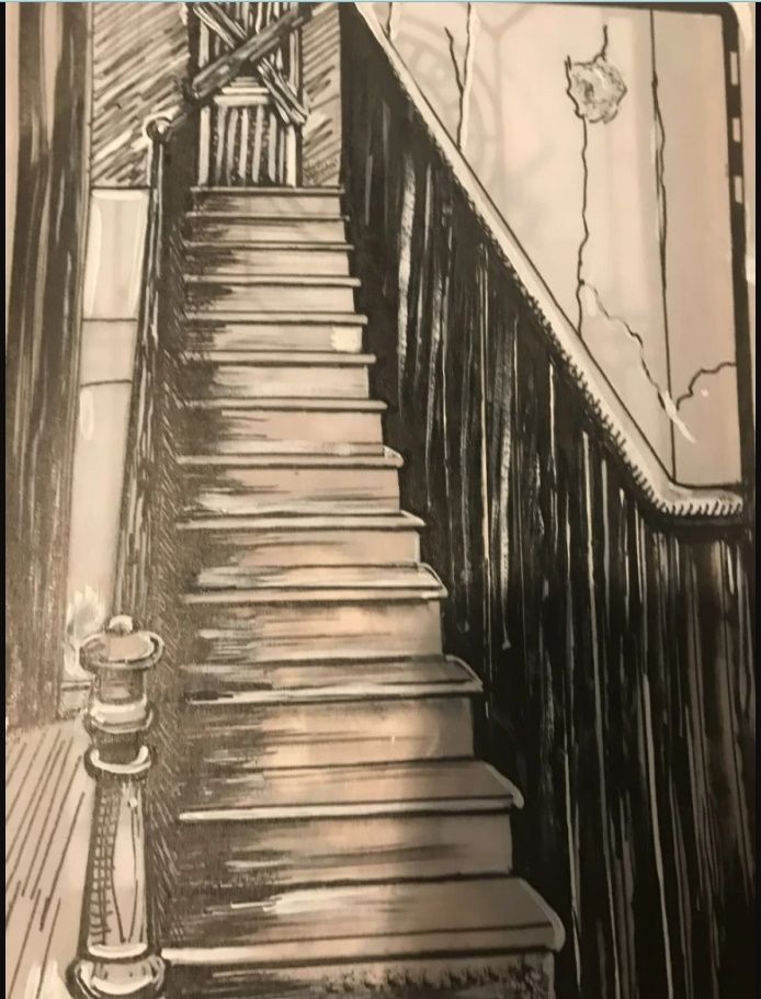 Drawing by Annelies van Dommelen, giving that run-down tenement building vibe.