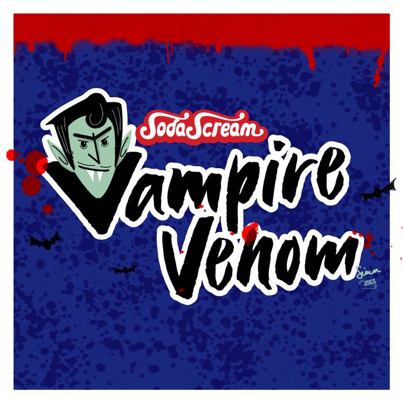 Sodastream spooky Halloween Sodascream flavour label illustration – Vampire Venom