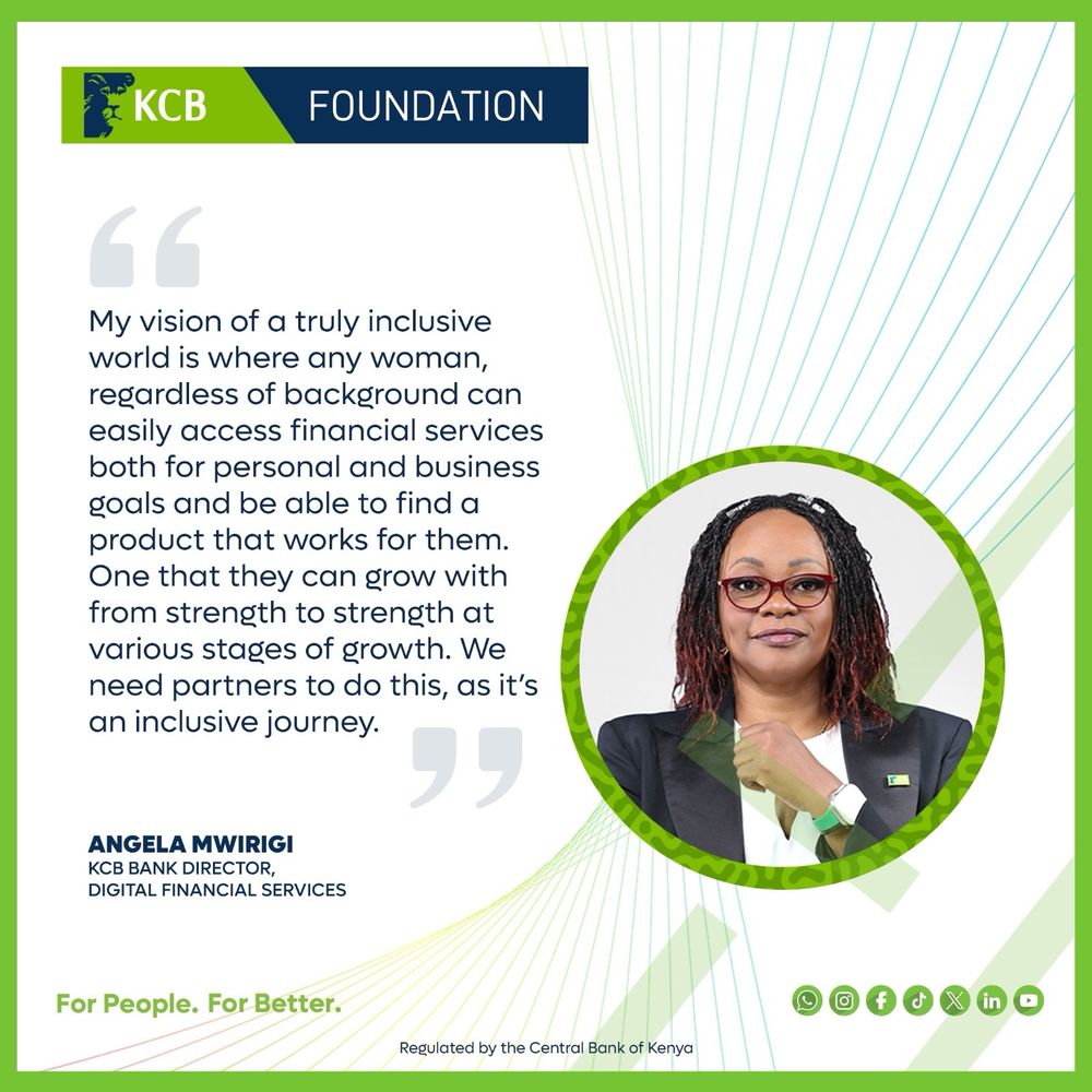 Angela Mwirigi photo with her vision on financial services that include women 