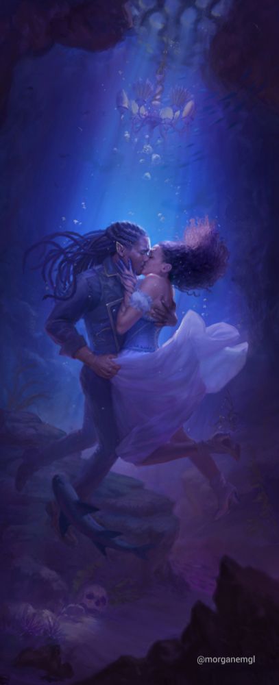 Couple having their last kiss as they are drowning