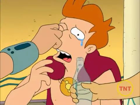 Fry's tears being extracted for a greater good