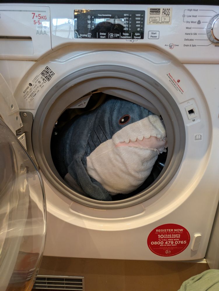 Blahaj in the washing machine