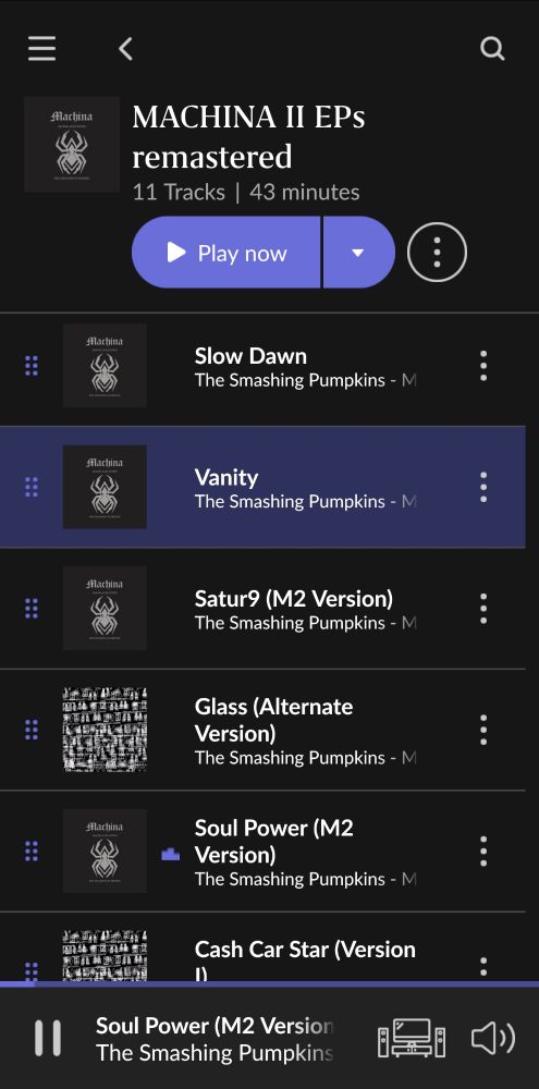 MACHINA II EPs remastered playlist with most tracks from Aranea Alba Editio, except for a handful from the original MACHINA II because remasters weren't released