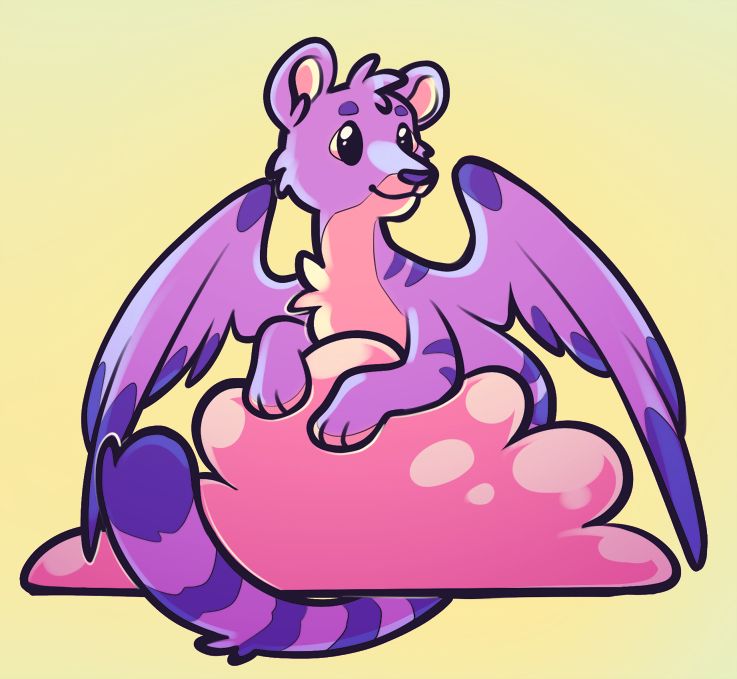 a faerie kougra perched on a cloud