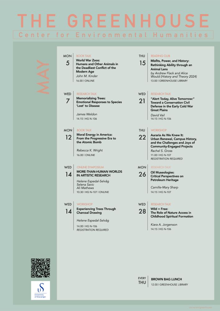 Overview of the events at the Greenhouse in May. More info on uis.no/en/greenhouse. For the book talks, see also https://newnatures.org/greenhouse/.