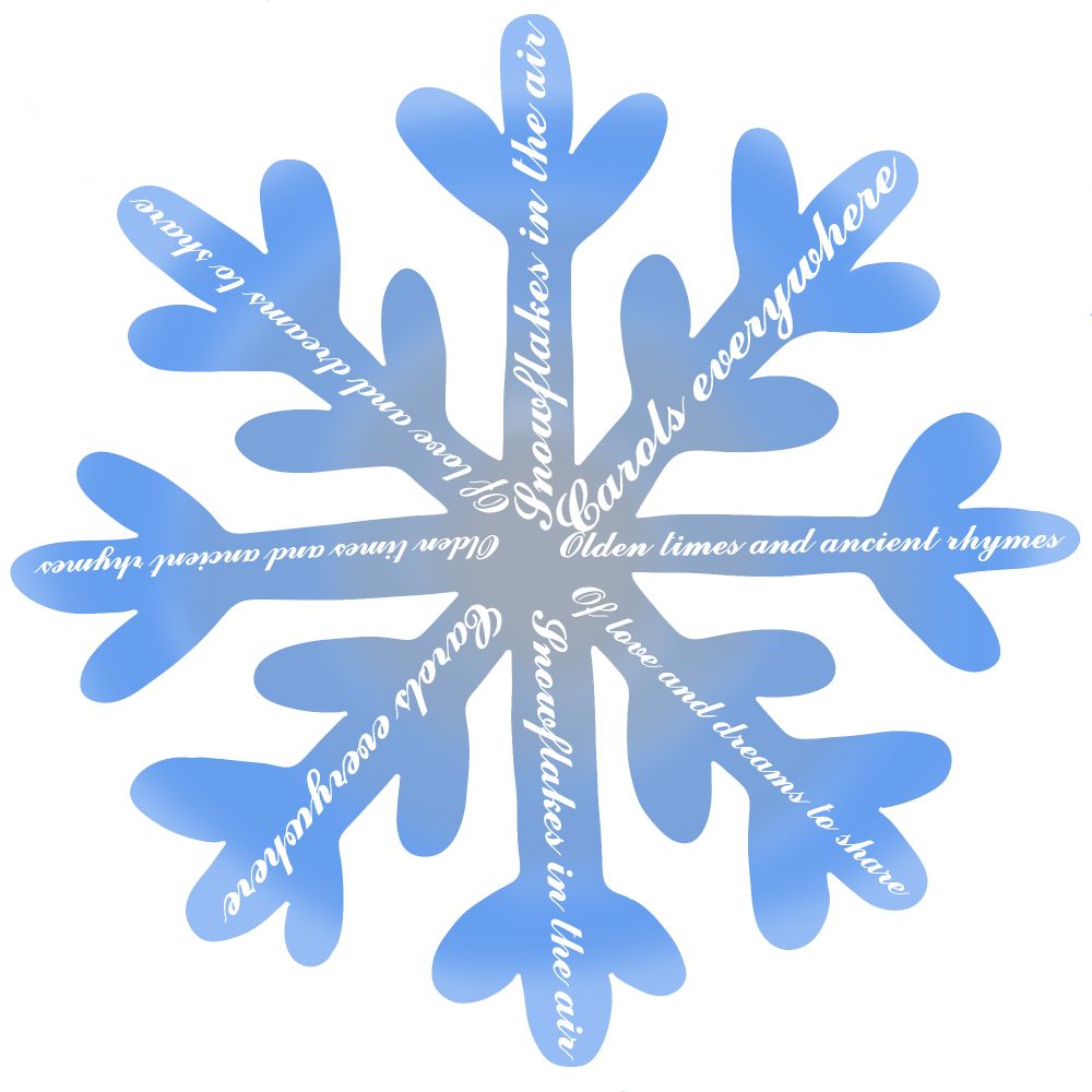 Snowflake with lyrics from "Christmastime Is Here" on it