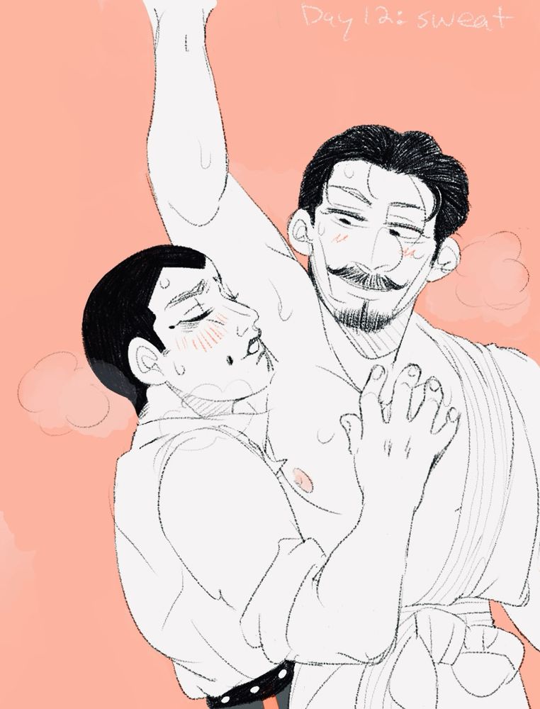 day 12: sweat. oh my god this one is so cringe…. usami rubbing his face in tsurumi’s sweaty armpit. well? are you happy now??