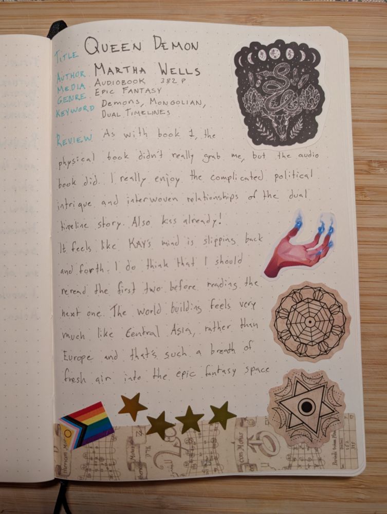 REVIEW As with book 1, the physical book didn't really grab me, but the audio book did. I really enjoy the complicated political intrigue and interwoven relationships of the dual timeline story. Also kiss already!

It feels like KAY's mind is slipping back and forth. I do think that I should reread the first two before reading the next one. The world building feels very much like Central Asia, rather than Europe and that's such a breath of fresh air into the epic fantasy space.