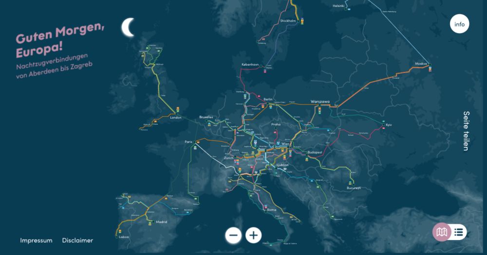 Nachtzugkarte – Guten Morgen, Europa!