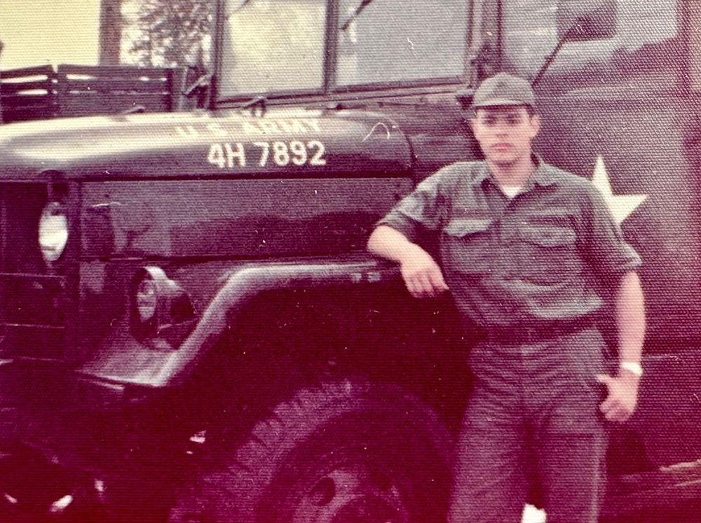 March, 1975, somewhere in Texas, shortly after completing boot camp.  

They had assigned me to truck driving training, supposedly so I could drive emergency vehicles.  I was not a good driver of these big trucks.  I kept stalling them and got lost from the convoy.  Oops!  They gave up and transferred me into medic training, which was what I wanted and what I had enlisted for anyway.