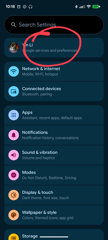 In Settings, hit the top option "Google services and preferences" 
