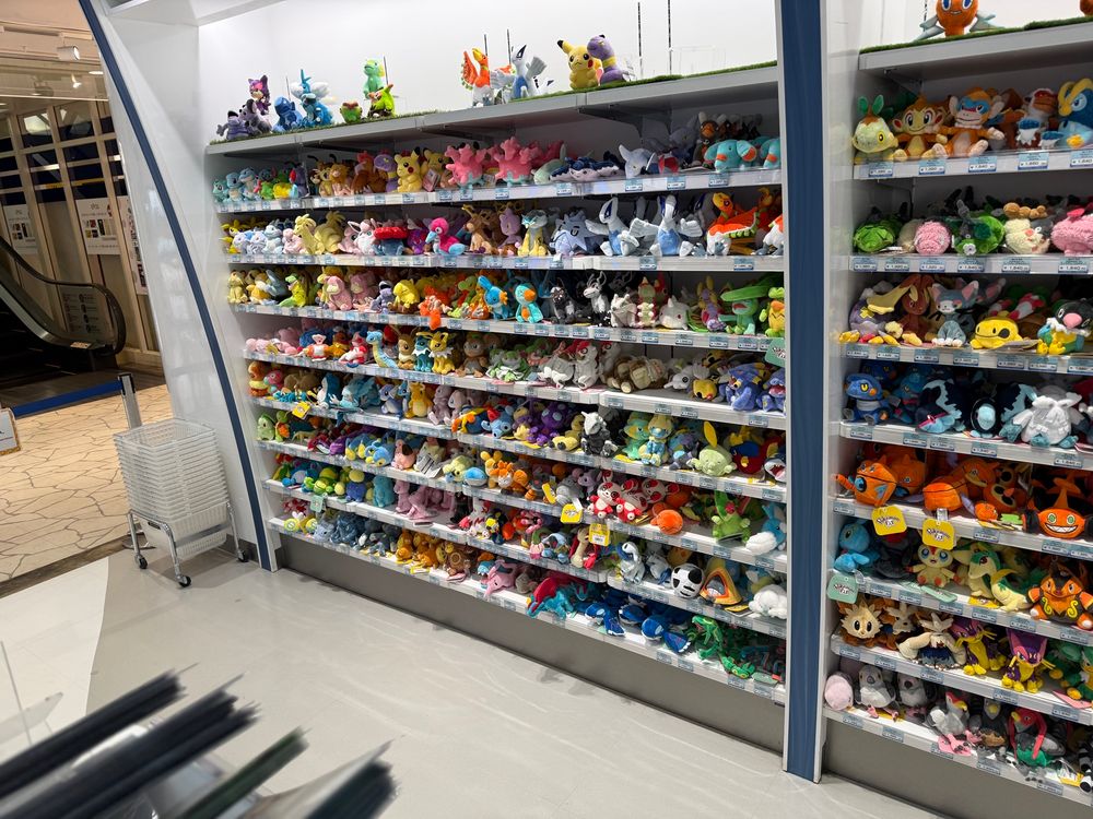 2 walls of Pokémon plushies