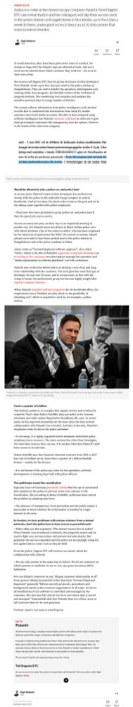 Swedish Palantir developers operate, develop and train Acus, the Swedish version of criticized AI program Gotham. The monitoring tool collects, compiles and analyses sensitive personal data from Bank ID, mobile operators, social media accounts of a large number of Swedes.