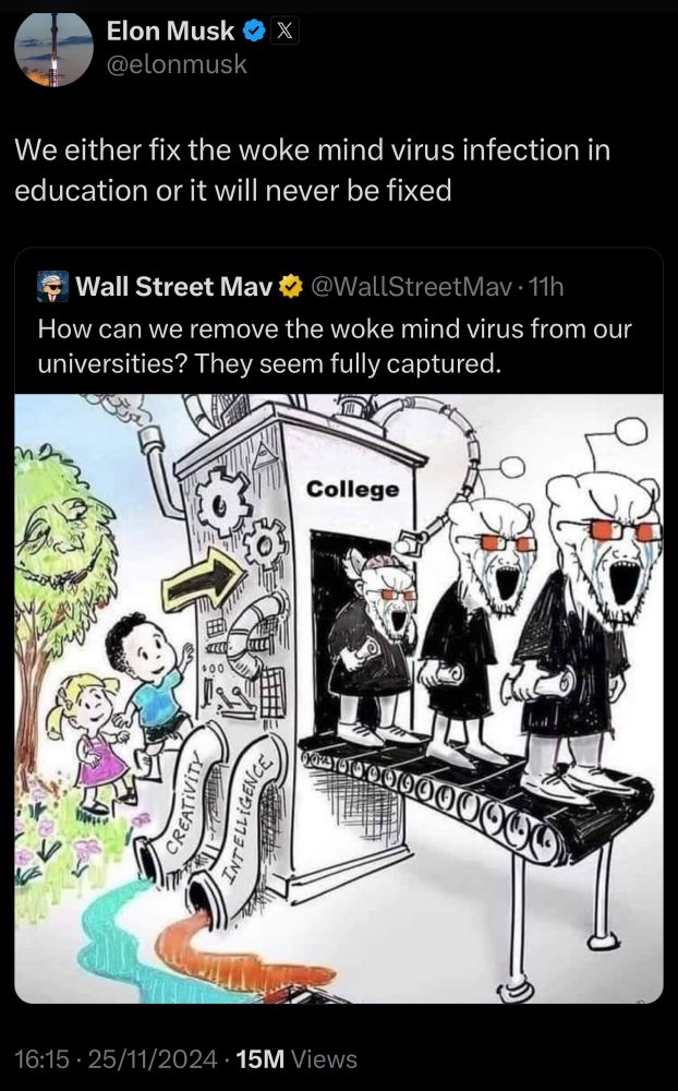 Another tweet on the “woke mind virus” in academia; quotes a tweet the depicts how it infects people — obviously all nonsense.