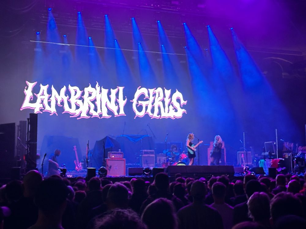 Lambrini Girls on stage at Alexandra Palace 