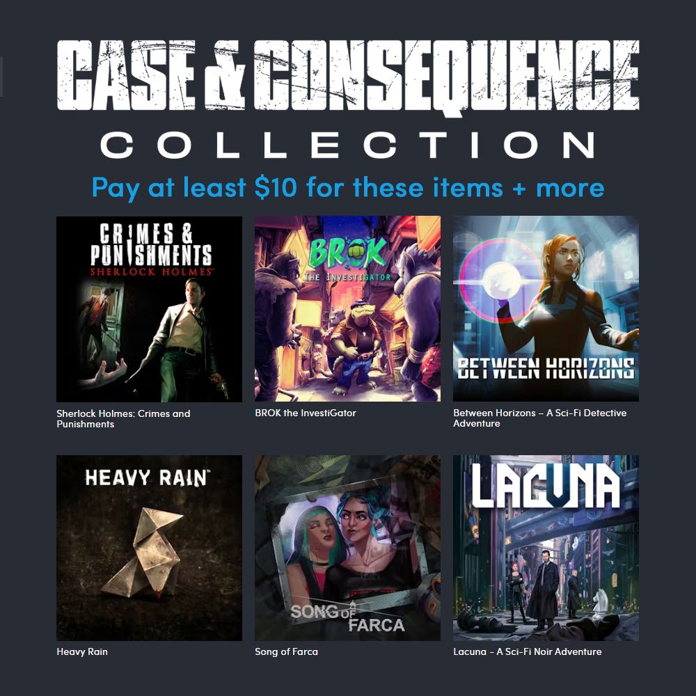 Murders on the Yangtze River • BROK the InvestiGator • Between Horizons – A Sci-Fi Detective Adventure • Heavy Rain • Song of Farca Lacuna - A Sci-Fi Noir Adventure • Sherlock Holmes: Crimes and Punishment