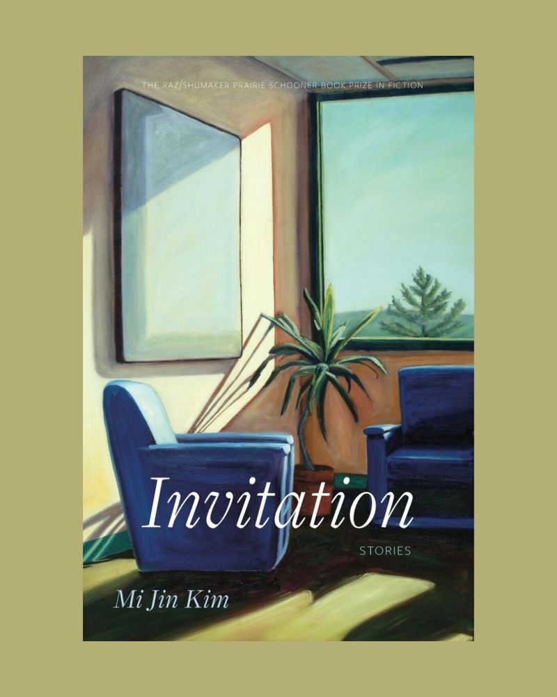 The book cover for the winner of the 2024 Raz/Shumaker Book Prize in Fiction. Mi Jin Kim's collection of stories, Invitation, will be published this September.