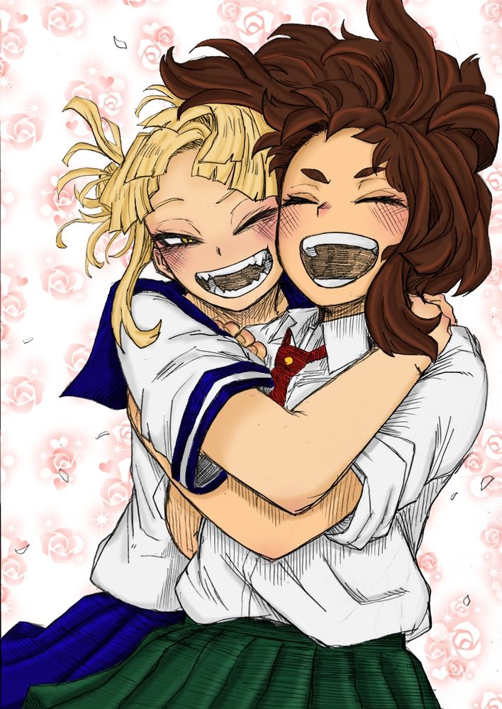 Coloured in MHA official art of Ochaco Uraraka and Himiko Toga