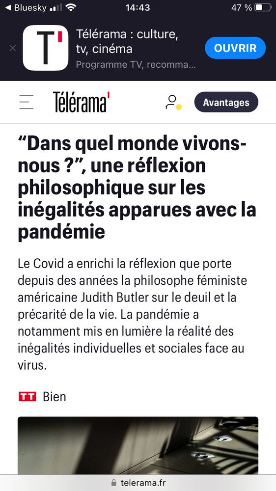 Capture d’écran d’un article de Télérama