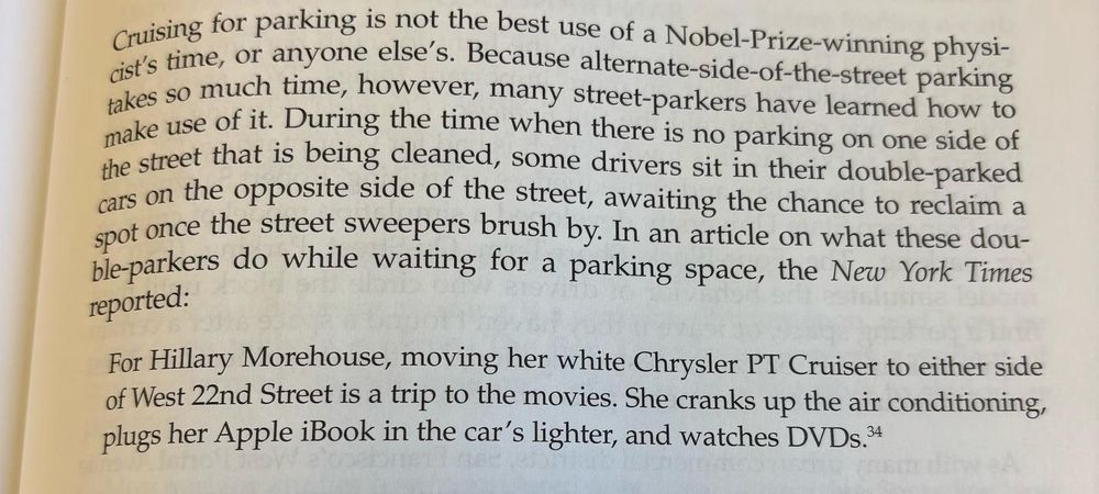 An excerpt from Shoup: The High Cost of Free Parking. The money quote is: “For Hillary Morehouse, moving her white Chrysler PT Cruiser to either side of West 22nd Street is a trip to the movies. She cranks up the air conditioning, plugs her Apple iBook in the car’s lighter and watches DVDs”