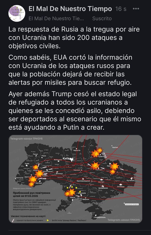 Ayer además Trump cesó el estado legal de refugiado a todos los ucranianos a quienes se les concedió asilo, debiendo ser deportados al escenario que él mismo está ayudando a Putin a crear.