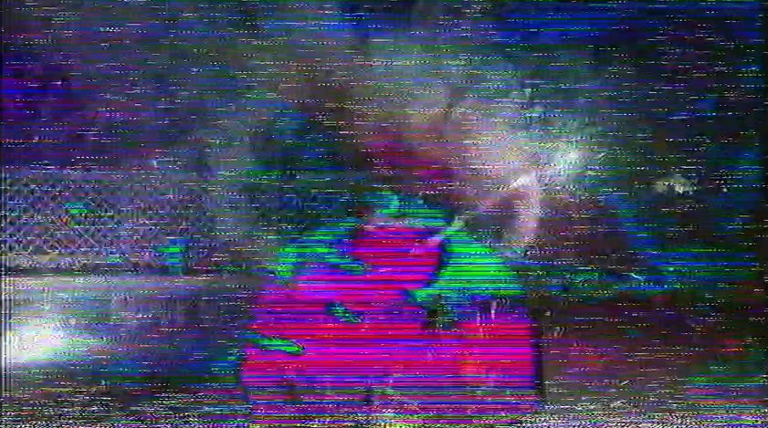 Abstract art of a figure with smoke and fireworks launching above their head.