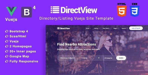 DirectView – Directory and Listings Vuejs Site Template