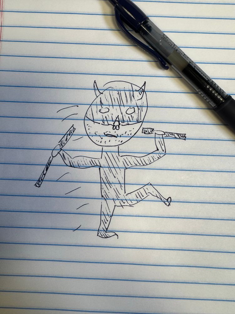A really good and realistic drawing of Daredevil.