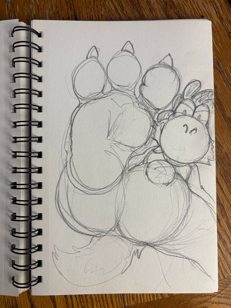 Foxshi raising a paw above the viewer, mid steppy