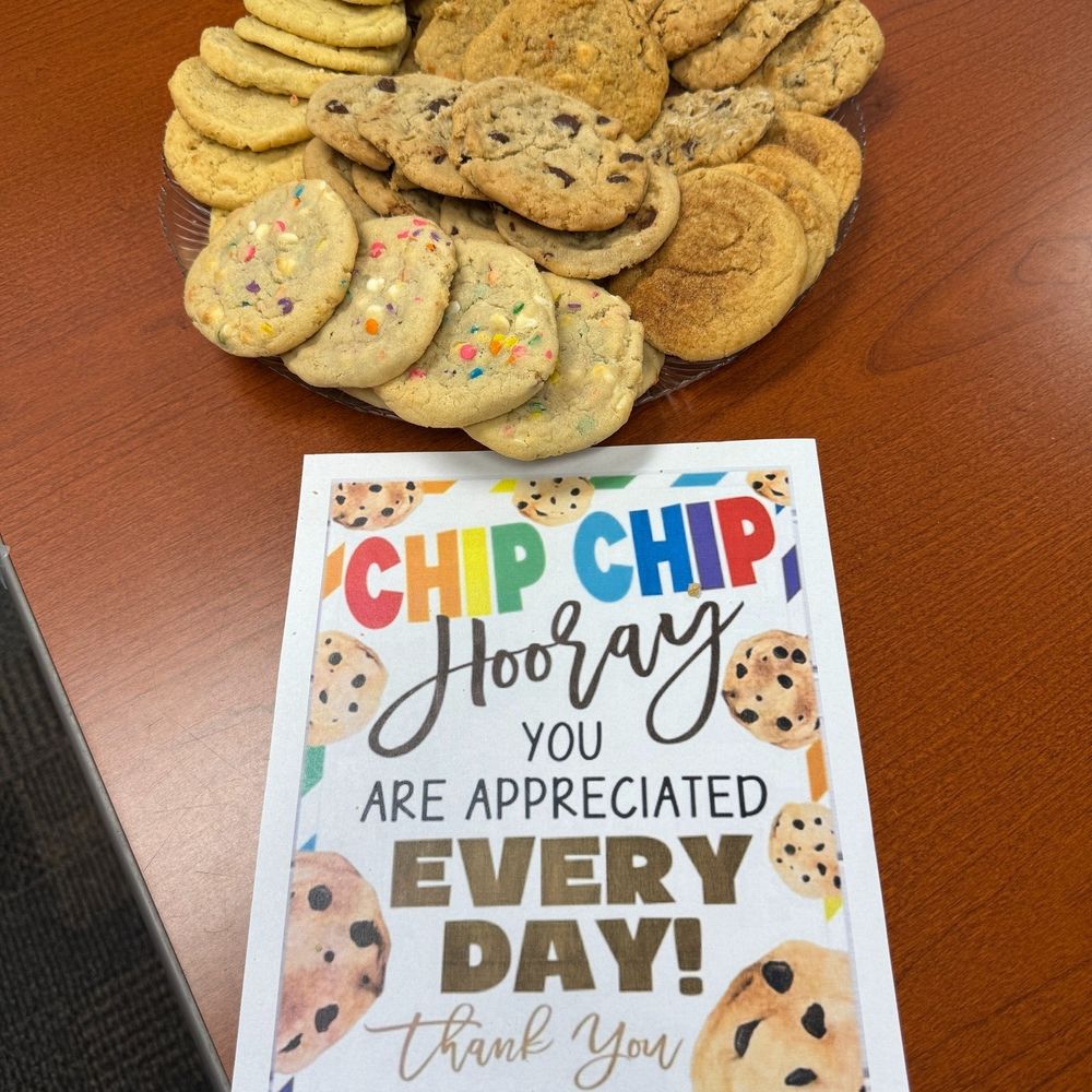 cookies for student employees with an appreciation sign  