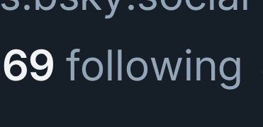 A screen shot of the poster’s following list that says: “69 following”.

Above it there are cut off works that are illegible.