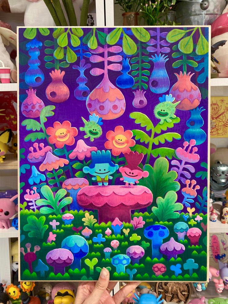 A final painted version of the sketchbook page!
