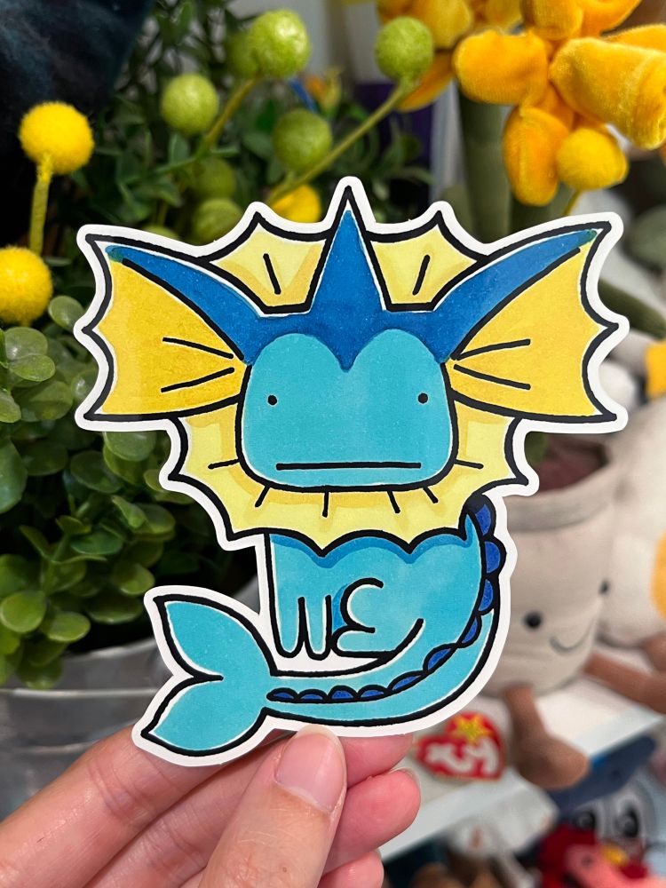 A sticker of my drawing of Vaporeon 