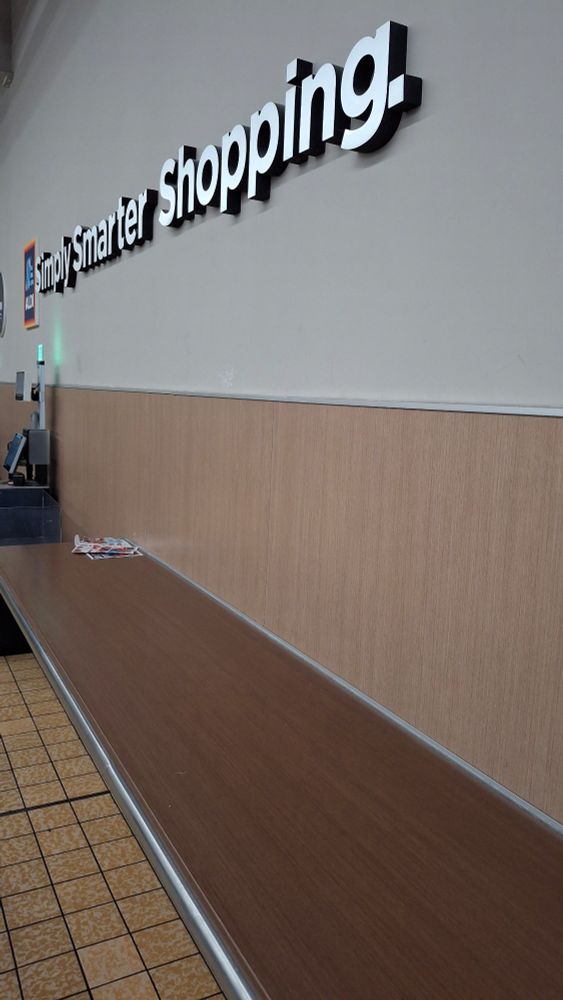 Part of a sacking counter at an Aldi grocery store