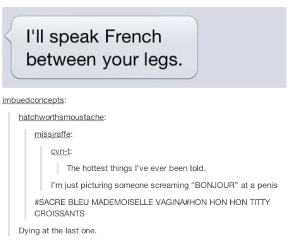 SACRE BLEU MADMOISELLE VAGINA HON HON HON TITTY CROISSANTS