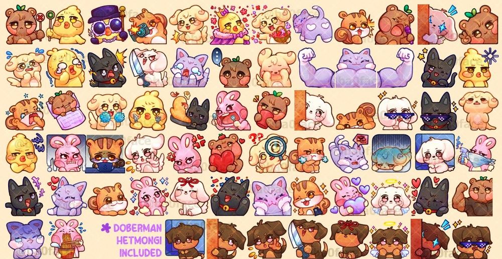 100 ANITEEZ Emotes / Digital Stickers that I printed as stickers
