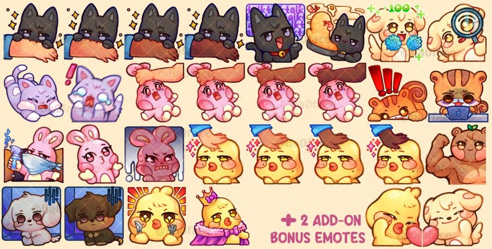 100 ANITEEZ Emotes / Digital Stickers that I printed as stickers