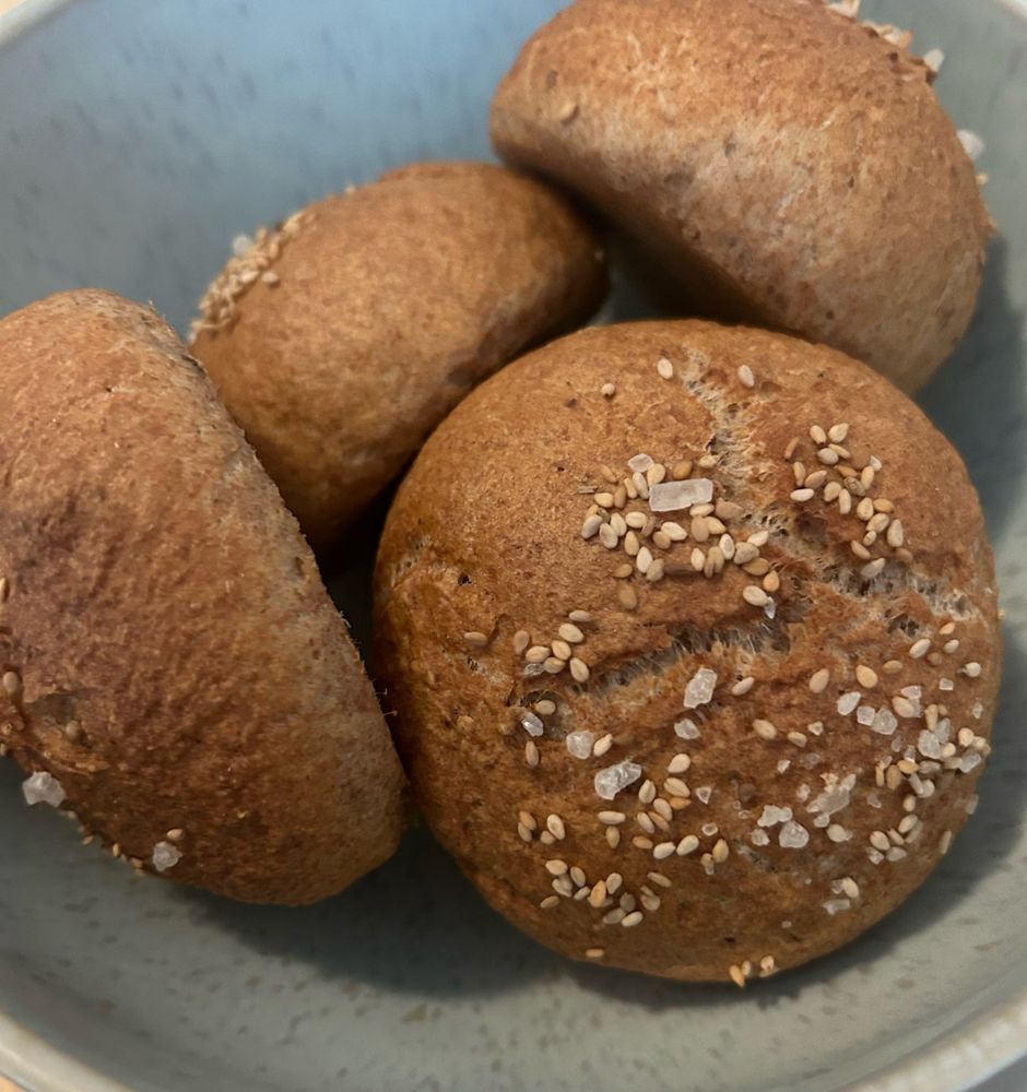 Breadcrumbs in a blue bowl