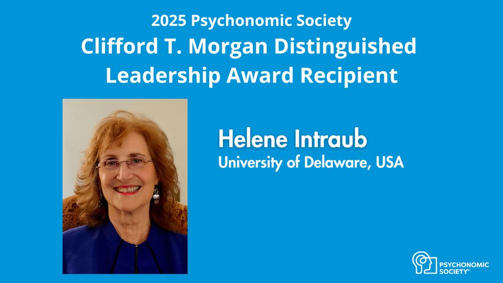 Blue background with PS branding and photo of Helene Intraub as a recipient of the 2025 Distinguished Leadership Award.
