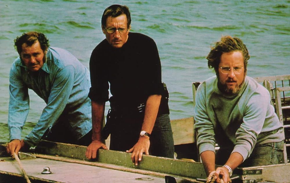 Quint, Brody and Hooper aboard the Orca in Jaws.