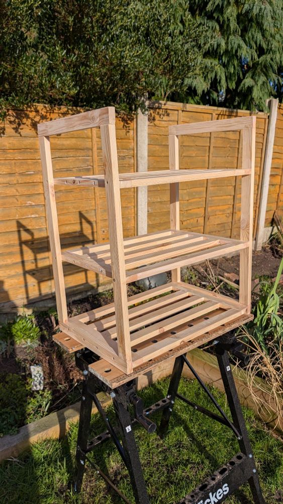 Wooden shelves for seedlings