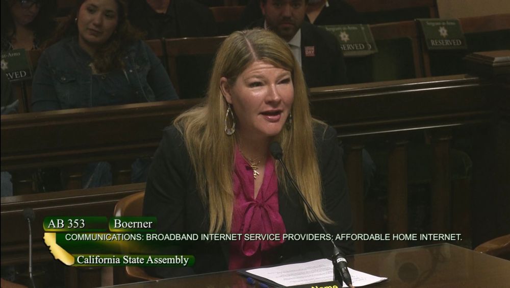 Assemblymember Boerner presenting AB 353 on Affordable Home Internet in Assembly Communications & Conveyance