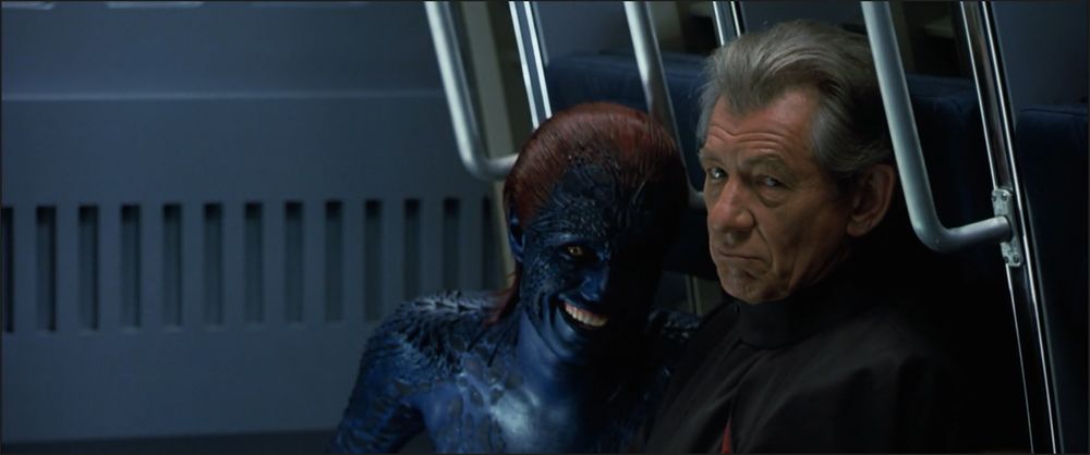 Mystique and Magneto taunting some off-camera stick-in-the-mud