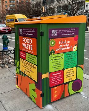One of the smart food waste drop-off bins, in Navy Yard