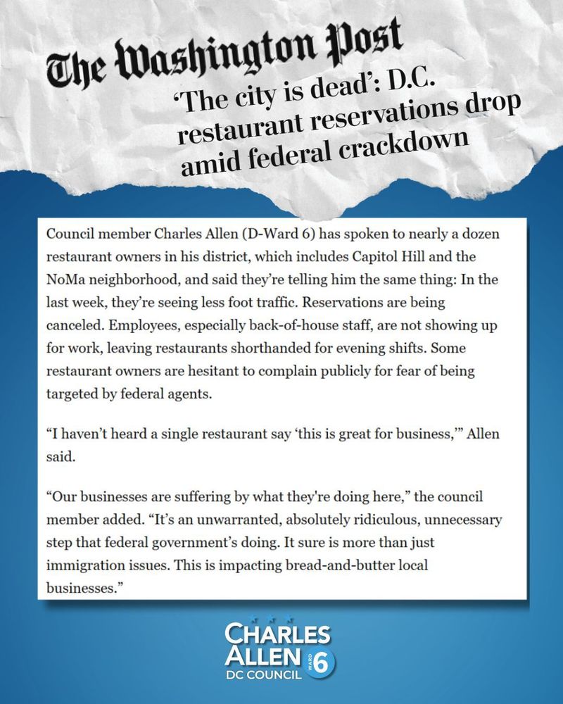 CM Allen quoted in the Washington Post about restaurant reservations drop
