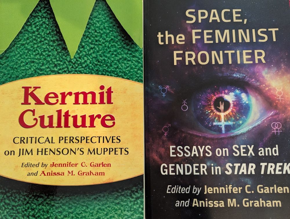 The covers of two books, Kermit Culture and Space, the Feminist Frontier, both co-edited by Jennifer C. Garlen and Anissa M. Graham.