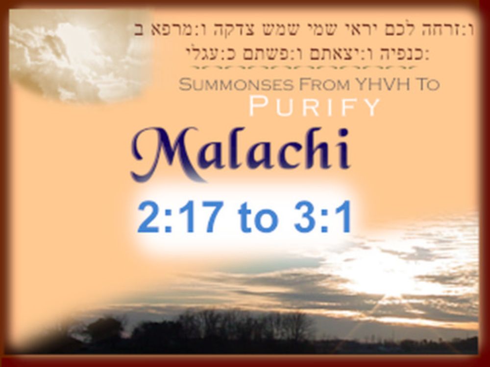 Malachi 2:17 to 3:1, Summonses From YHVH To Purify : Peter Macinta : Free Download, Borrow, and Streaming : Internet Archive