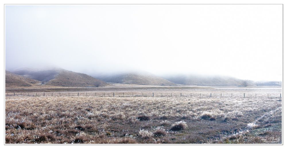 A cold morning on the Lindis Pass road, Otago, New Zealand