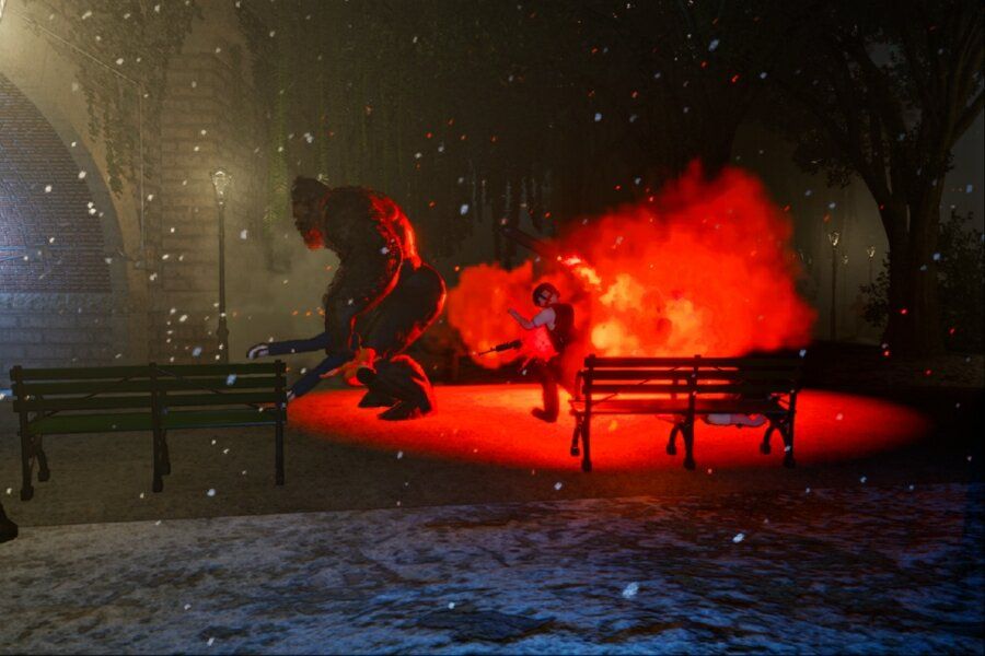 A Yeti violently farts flames at local law enforcement 